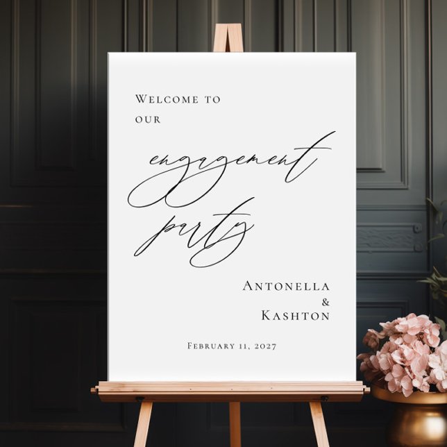 Poster Elegant Engagement Party welcome (Criador carregado)
