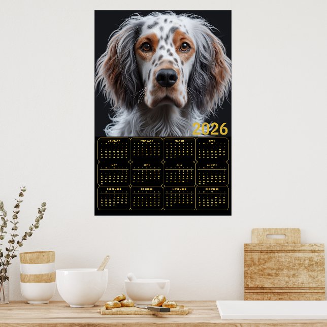 Poster Elegant English Setter 2026 Calendar (Cozinha)