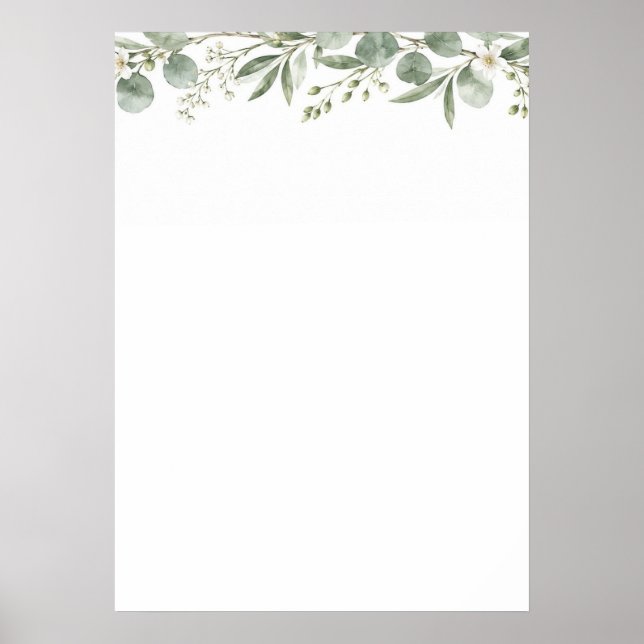 Poster Elegant Eucalyptus Botanical Wedding Seating Chart (Frente)