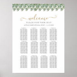 Poster Elegant Eucalyptus Greenery Wedding Seating Chart