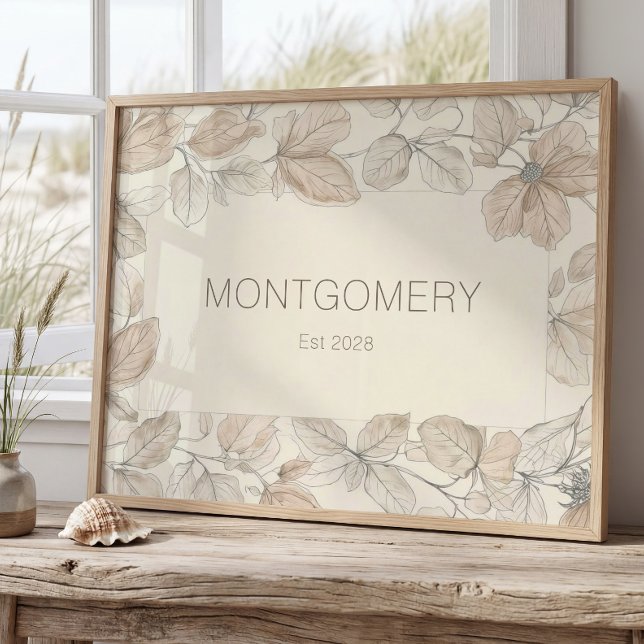 Poster Elegant Family Last Name Wall Art Minimalist Sign (Criador carregado)