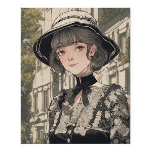 Pôster Elegant Fantasy Roupa - Na moda Anime LBD AI