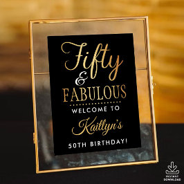 Poster Elegant Fifty and Fabulous! 50th Birthday Party