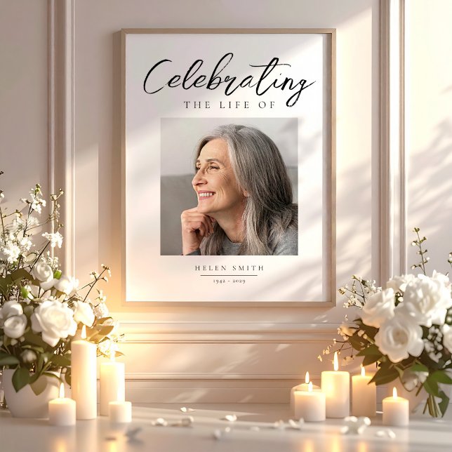 Poster Elegant Funeral Photo | Celebration of Life (Elegant Funeral Photo | Celebration of Life Poster)
