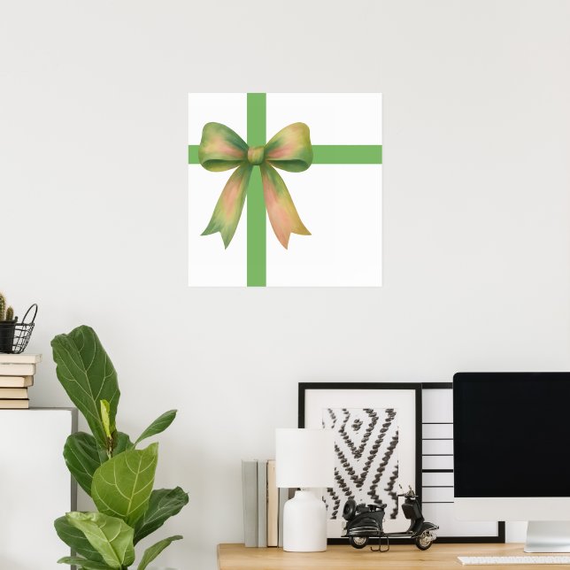 Poster Elegant Gift Bow – Modern Christmas Design (Escritório em casa)