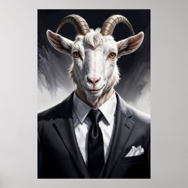 Poster Elegant goat gentleman in formal portrait scene