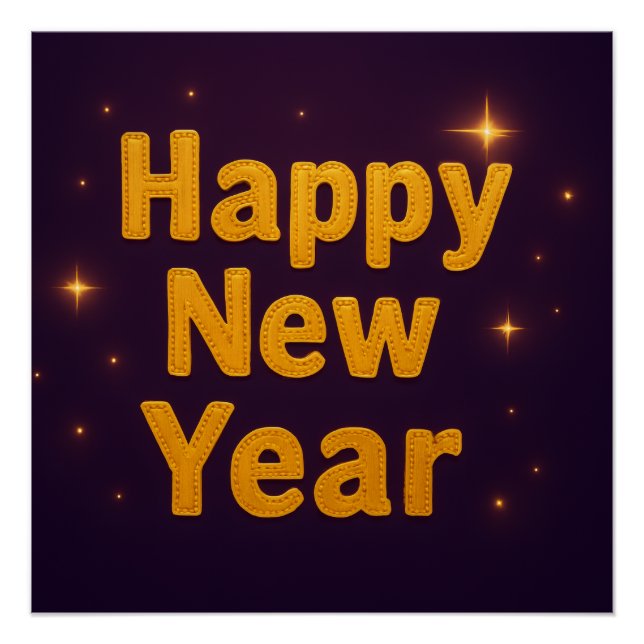 Pôster Elegant Gold Stitched Typography Classy Party (Frente)