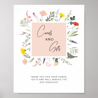 Poster Elegant Graduate Wildflower Cards and Gifts Sign