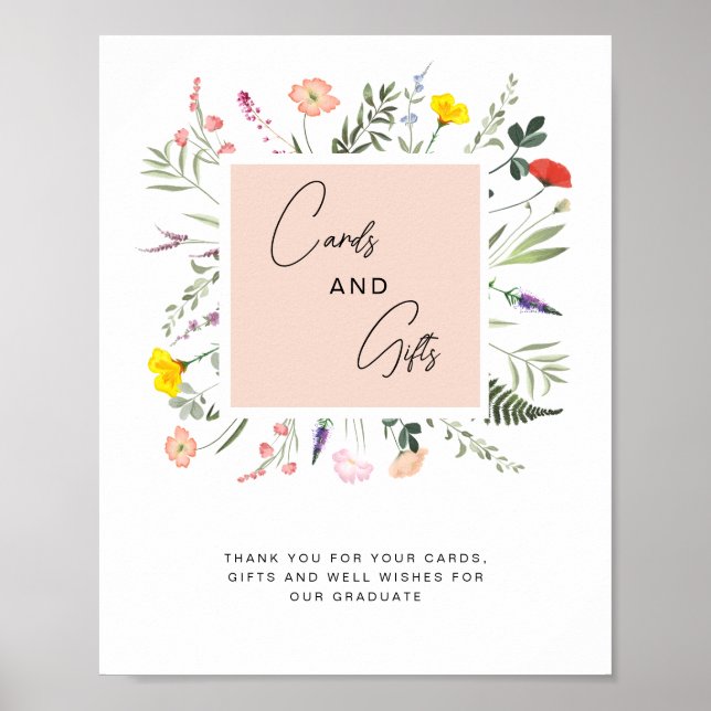 Poster Elegant Graduate Wildflower Cards and Gifts Sign (Frente)