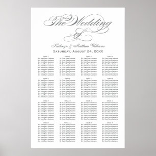 Poster Elegant Gray Calligraphy Wedding Seating Chart