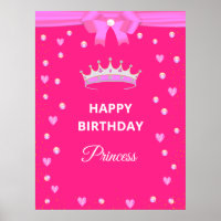 Elegant Happy Birthday Princess  & Gems on Fuchsia