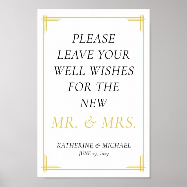 Poster Elegant Island Citrus Yellow Green Guestbook Sign (Frente)