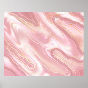 Poster Elegant marble texture. Rose gold liquid shiny tex