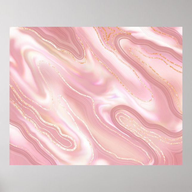 Poster Elegant marble texture. Rose gold liquid shiny tex (Frente)
