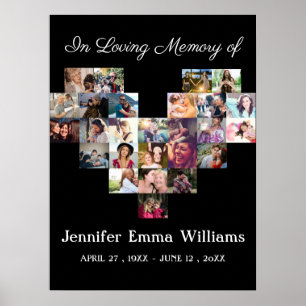 Poster Elegant Memorial Photo collage Funeral Sympathy 