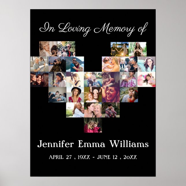 Poster Elegant Memorial Photo collage Funeral Sympathy  (Frente)