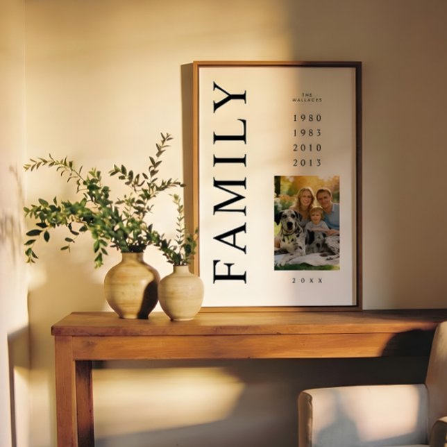 Poster Elegant Minimalist Family Photo 4 Birth Years (Elegant Minimalist Family 4 Members Photo Birth Years Poster Design.)