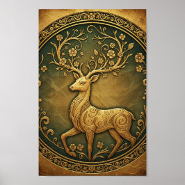Poster Elegant Minimalist Forest Deer Fine Art 