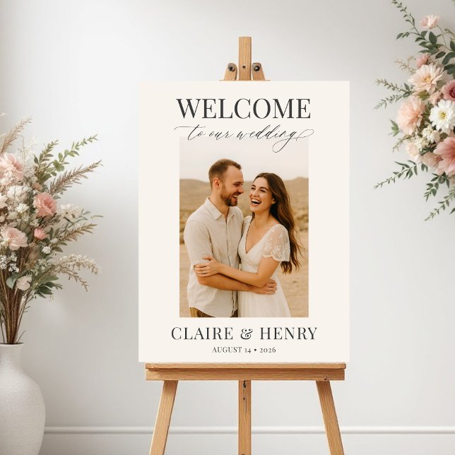 Poster Elegant Minimalist Photo Wedding Welcome  (Criador carregado)