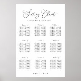 Poster Elegant Minimalist Wedding Seating Chart Sign 