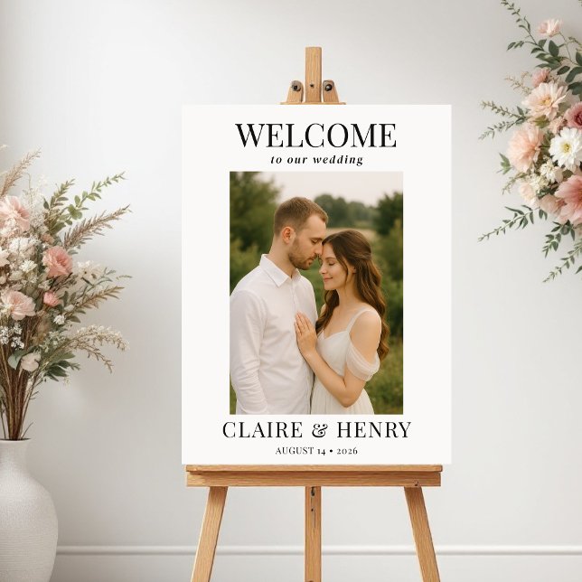 Poster Elegant Modern Photo Wedding Welcome  (Criador carregado)
