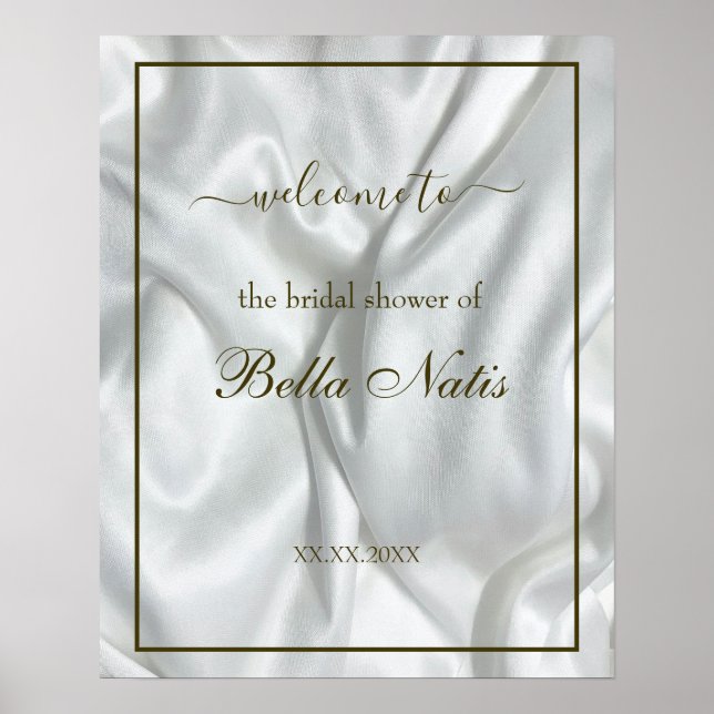 Poster Elegant Modern Satin Bridal Shower Welcome Sign (Frente)