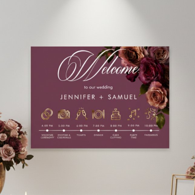 Poster Elegant Moody Soft Rust Burgundy Order of Events  (Criador carregado)