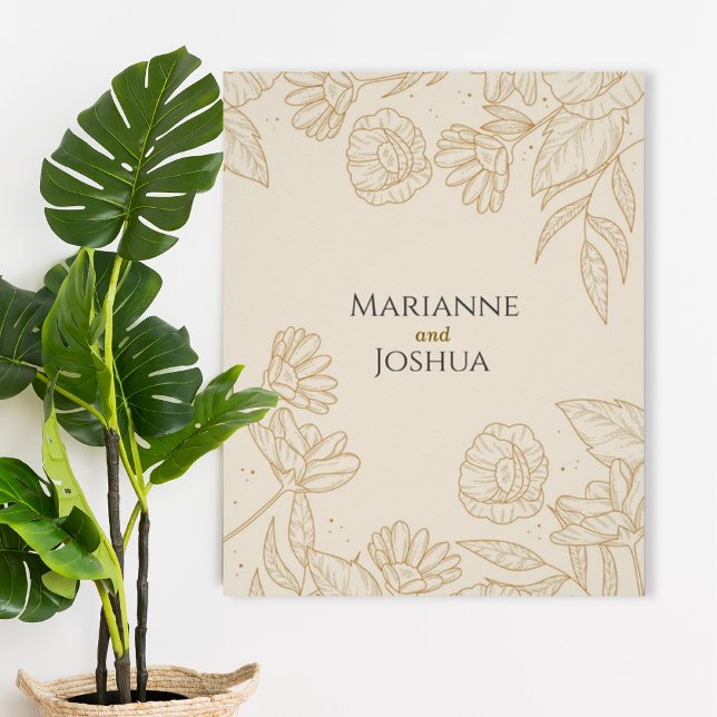 Pôster Elegant Neutral Floral Wedding Poster (Criador carregado)