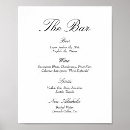 Poster Elegant Old Money Black and White Wedding Bar
