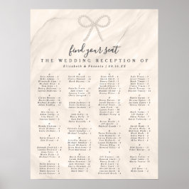 Poster Elegant Pearl Bow Alphabetical Guest Seating Chart