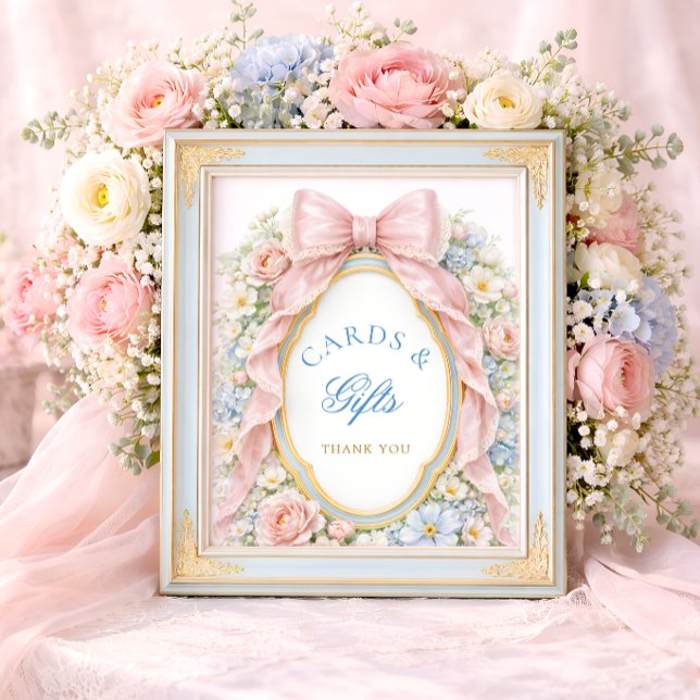 Poster Elegant  Pink Bow Baby Shower Cards and Gifts (Criador carregado)