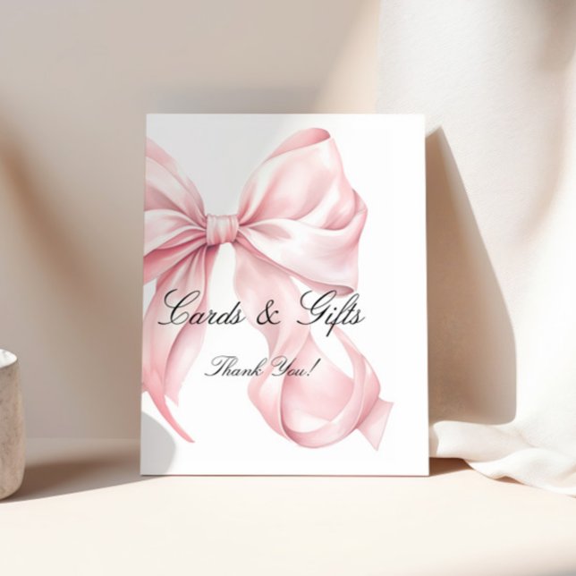 Poster Elegant Pink Bow Cards and Gifts Sign (Criador carregado)