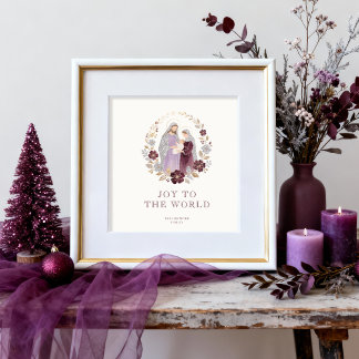 Poster Elegant Plum Holy Nativity Family Christmas