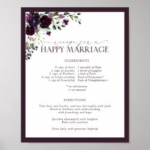 Poster Elegant Plum Purple Receita para um Casamento Feli