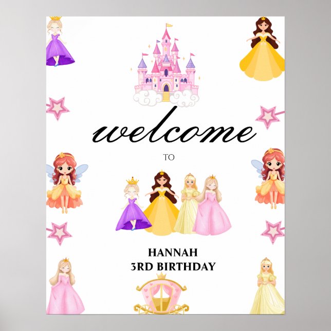Poster Elegant Princess Birthday Celebration (Frente)