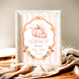 Poster Elegant Pumpkin Fall Floral Baby Shower Welcome