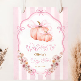 Poster Elegant Pumpkin Fall Girl Baby Shower Welcome