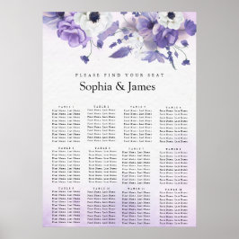 Poster Elegant Purple Watercolor wedding seating chart