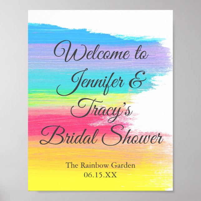 Poster Elegant Rainbow Personalized Lesbian Bridal Shower (Frente)