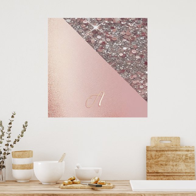 Poster Elegant Rose Gold Monogram (Cozinha)