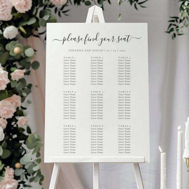 Poster Elegant Script  Guest List Wedding Seating Chart (Criador carregado)
