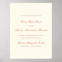 Poster Elegant Terracotta Modern Classic Wedding