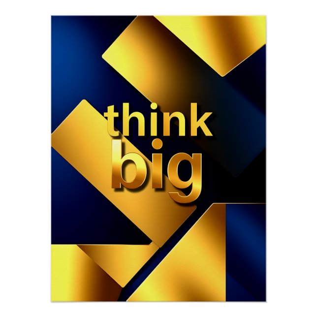 Pôster Elegant Think Big Gold (Frente)