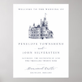 Poster Elegant Vintage Castle Welcome Wedding