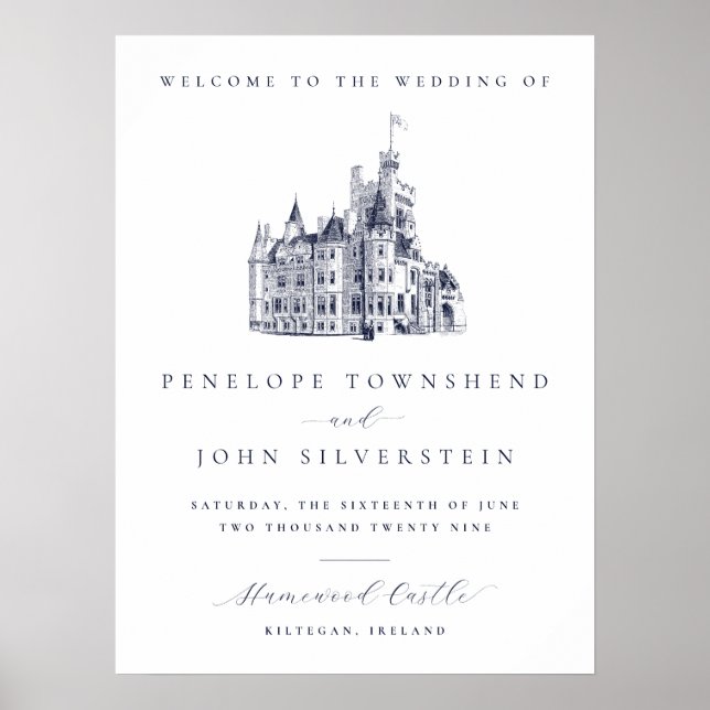 Poster Elegant Vintage Castle Welcome Wedding (Frente)