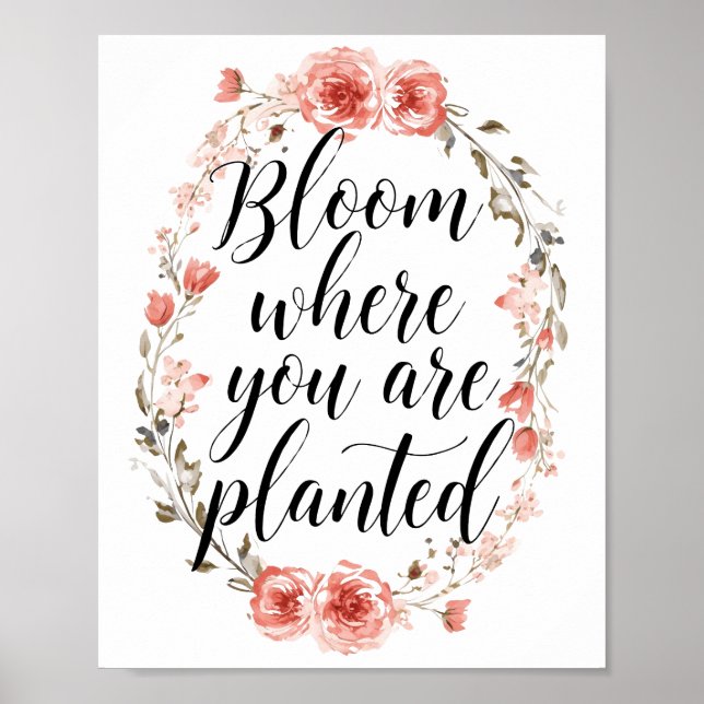 Poster Elegant Watercolor Botanical Message (Frente)