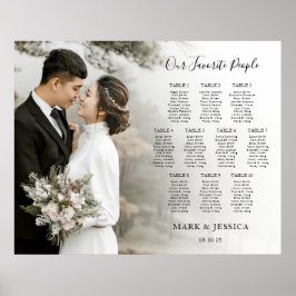 Poster Elegant Wedding 10 table Seating Chart with Photo