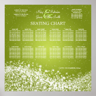 Pôster Elegant Wedding Seating Chart Sparkling Wave Lime