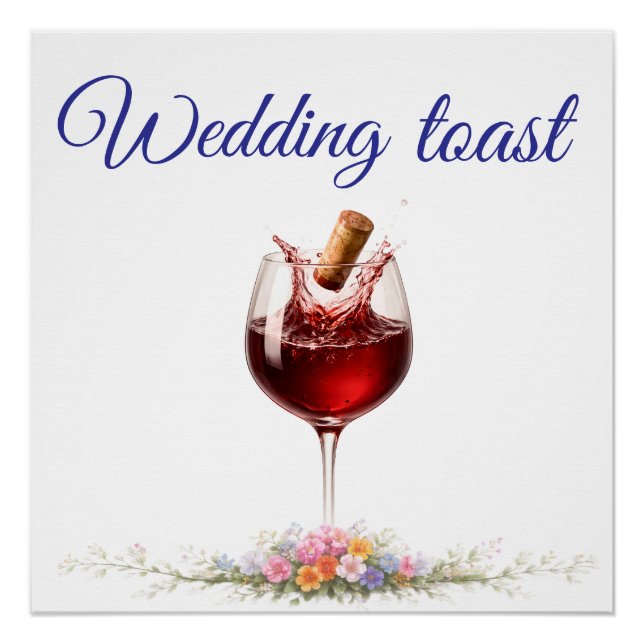 Pôster Elegant Wine Glass Splash Wedding  (Frente)