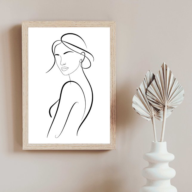 Poster Elegant Woman with Hat Minimalist Line Art (Criador carregado)
